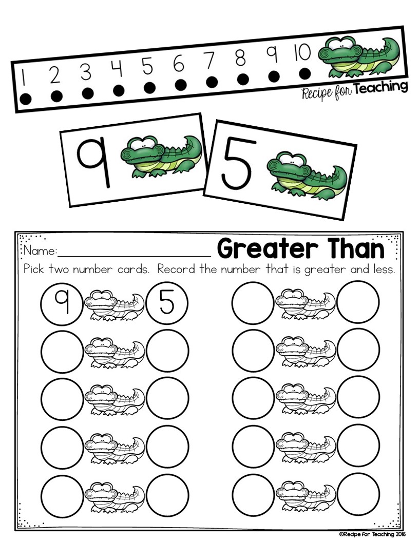 Greater Than and Less Than Alligator Math - Recipe for Teaching