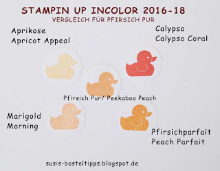Pfirsich Pur/ Peekaboo Peach Farbvergleich Stampin' Up Incolor 2016-18, color comparison peekaboo peach pfirsich pur