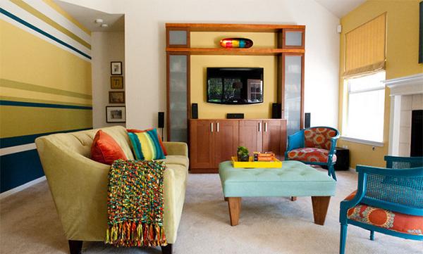 Desain Dinding Retro Modern Garis-Garis Desain Dinding Retro Modern Garis-Garis