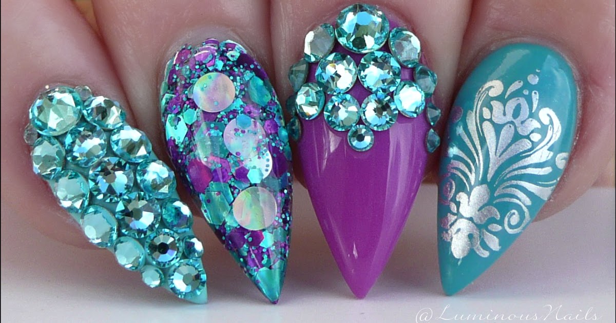 Luminous Nails Purple Turquoise Teal Acrylic Gel Luminous Nails Purple Turquoise Teal Acrylic Gel