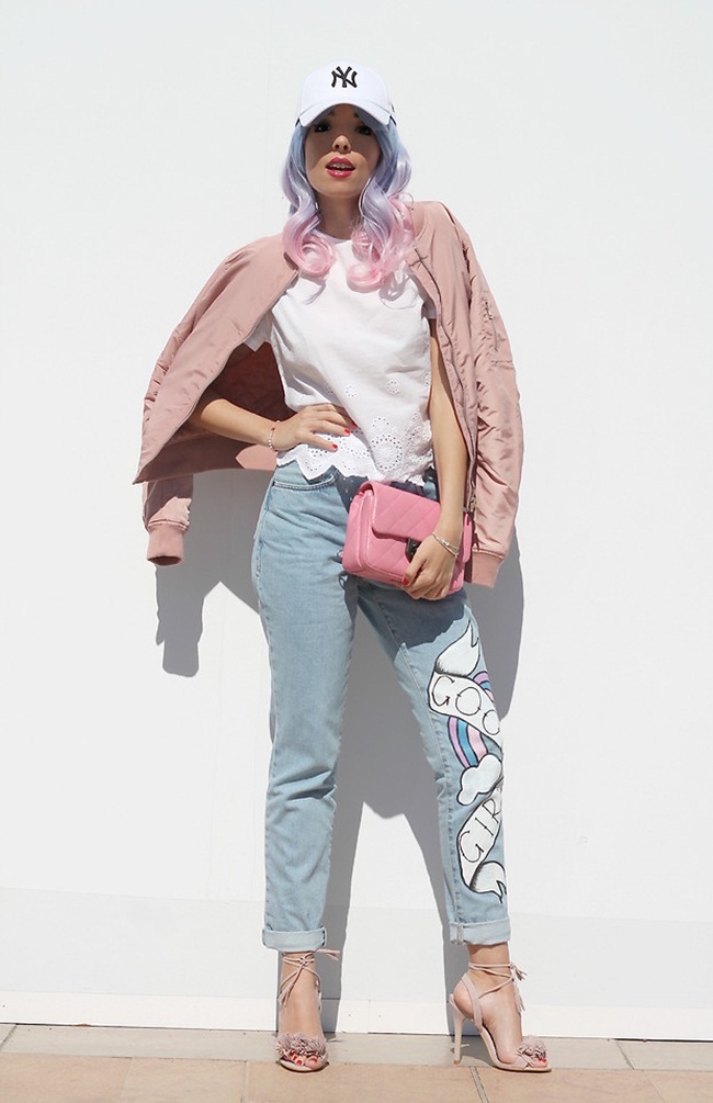 http://lookbook.nu/user/2996600-Elisa-B Stradivarius 2016 Spring Pink Bomber Jacket