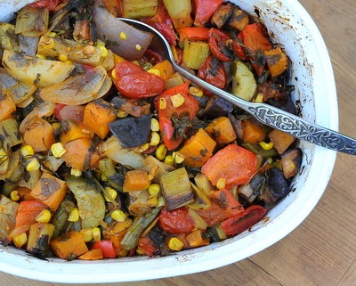 Tourlou Toulou (Greek Baked Vegetables), a rainbow of vegan vegetables slow-cooked in oven, great for parties, serve hot or at room temperature.