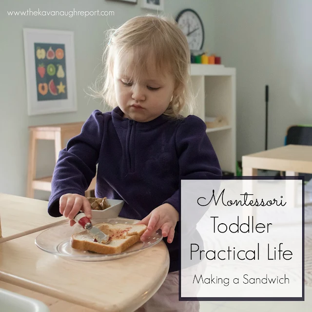 Toddlers are capable of so many practical activities. Making a sandwich is a simple practical life activity for Montessori toddlers at home. 