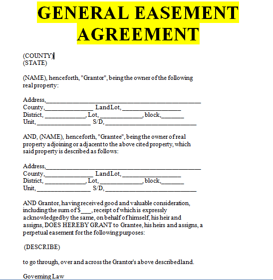general-easement-agreement-form-in-word-sample-contracts-contract