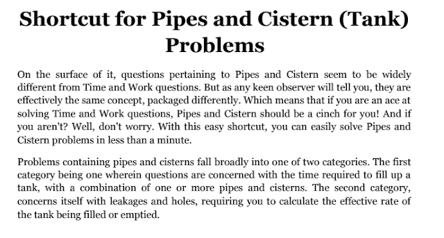 Shortcut for Pipes and Cistern Problems PDF Download