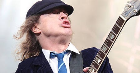 Why AC/DC Angus Young Plays Guitar Wearing Striped Neckties