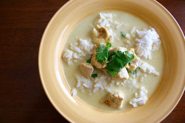 Thai Coconut Chicken Curry Soup with Rice