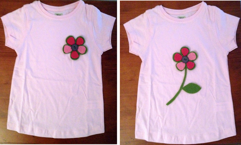 camiseta infantil fieltro flor