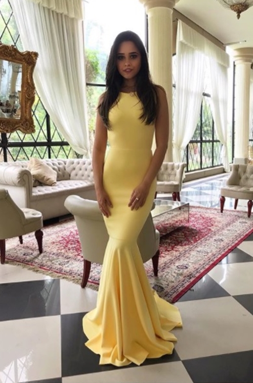 vestido de festa amarelo