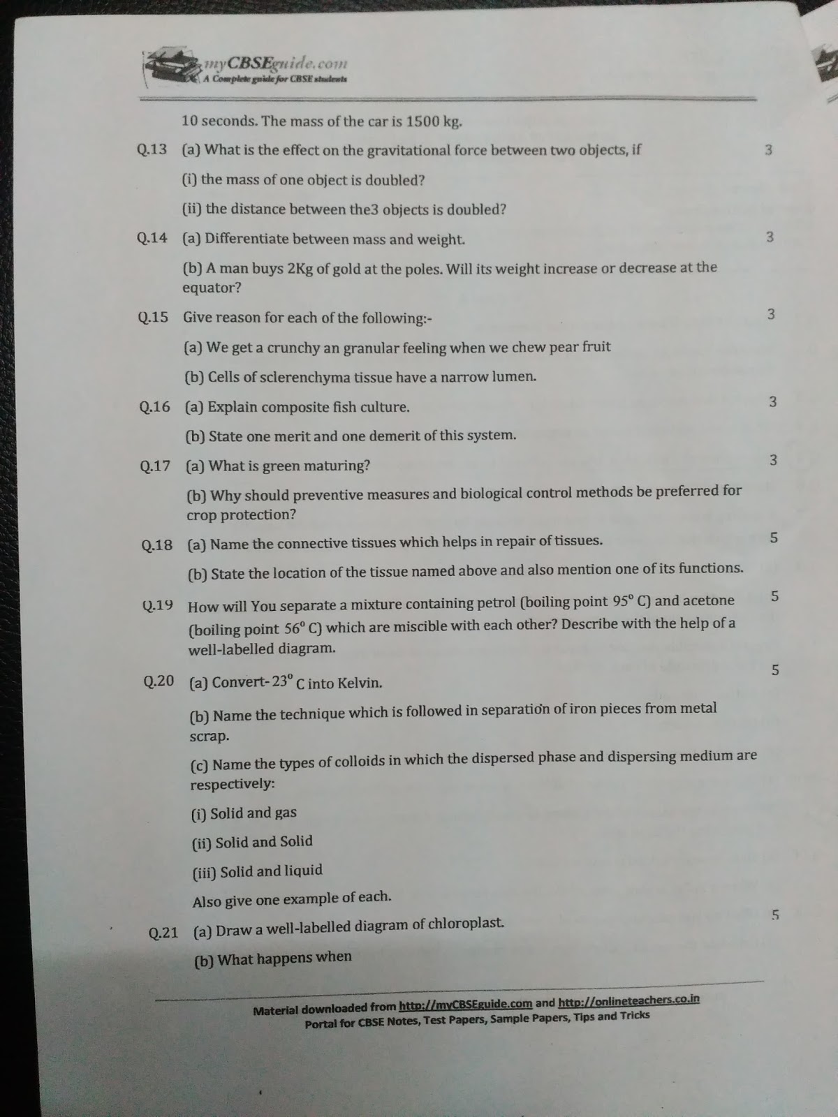 APS, Golconda Priyanka Gupta CLASS 9 / SCIENCE / LAST YEAR QUESTION