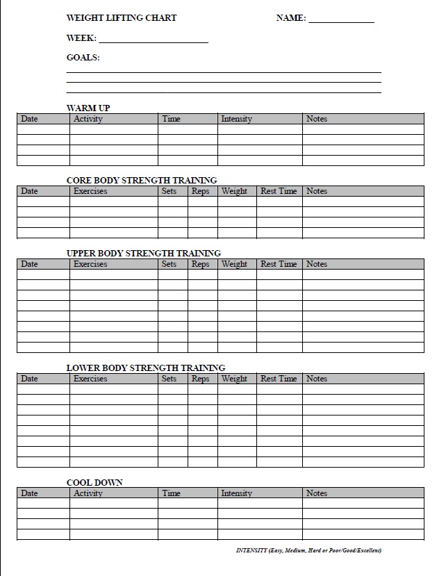Weight Lifting Template Sheet | Search Results | Calendar 2015