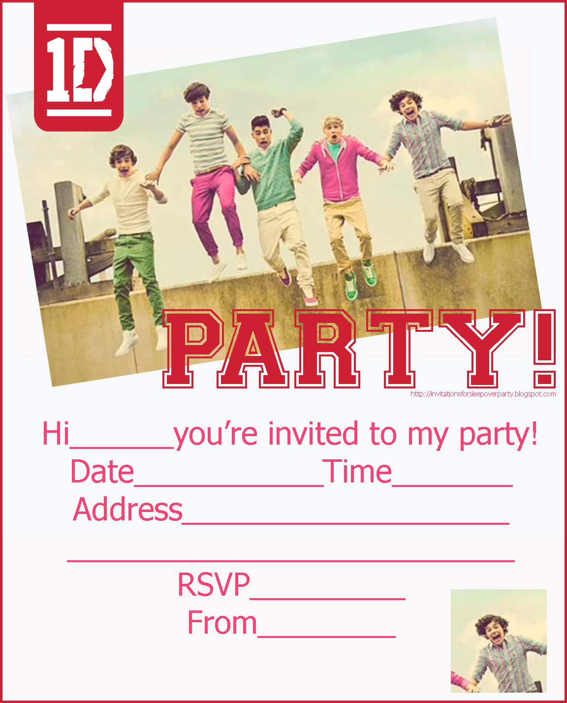 One Direction Birthday Invitations Printable Free