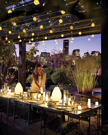 Rooftop patio lighting. interiors stay outdoors longer with these ... Decoración Patio interior Lamps