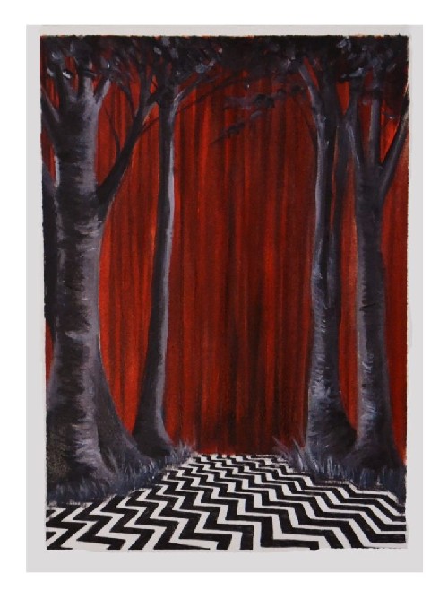 una delle opere della mostra dedicata a i segreti di twin peaks