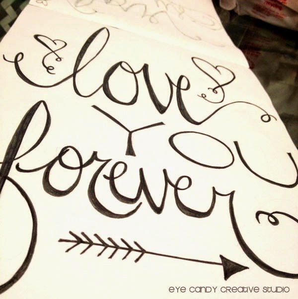 love you forever, art print, hand lettering, word art, wedding decor, love