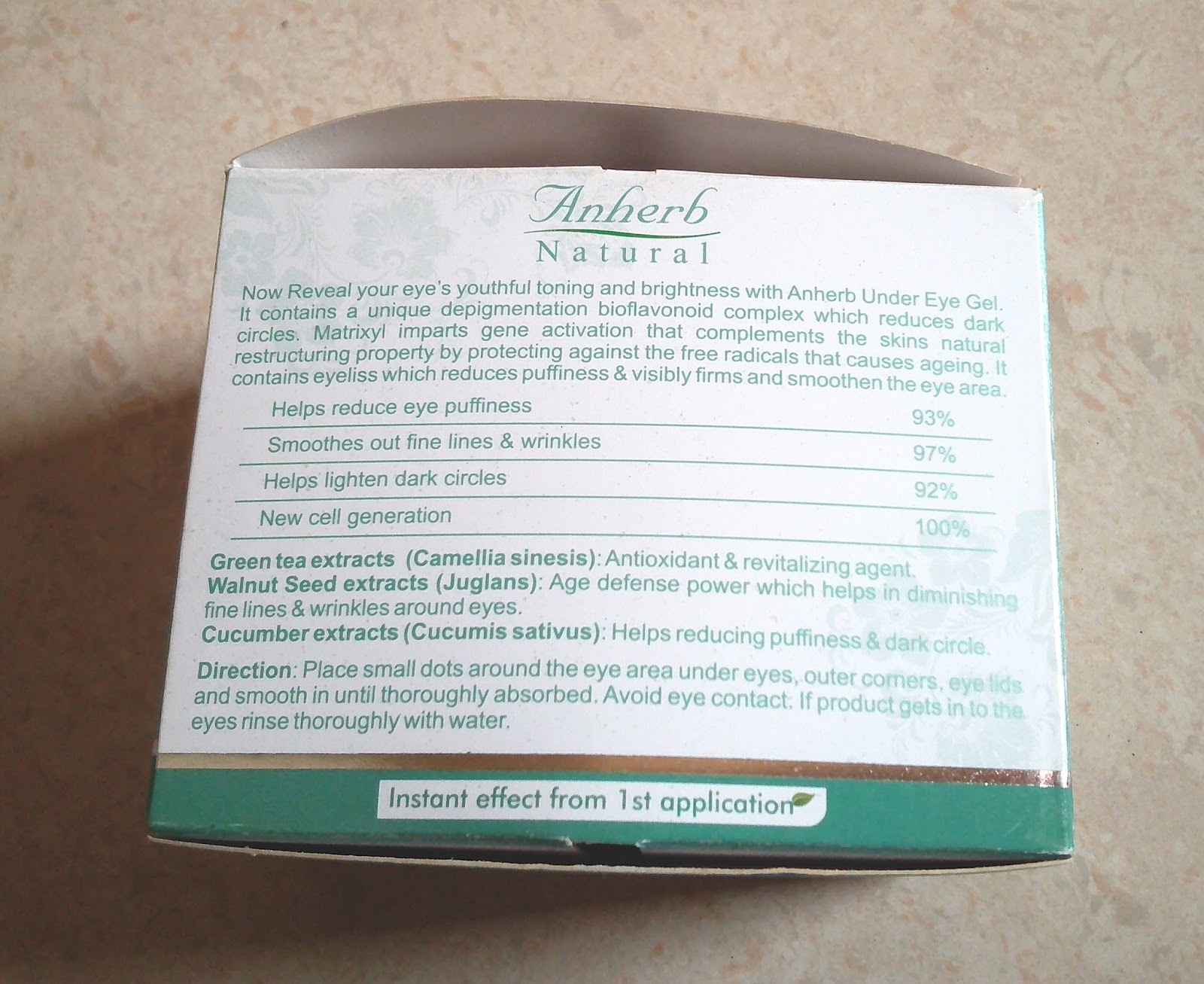 Anherb Natural Under Eye Gel Review!