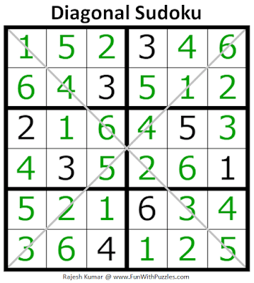 Answer of Diagonal Sudoku Puzzle (Mini Sudoku Series #107)