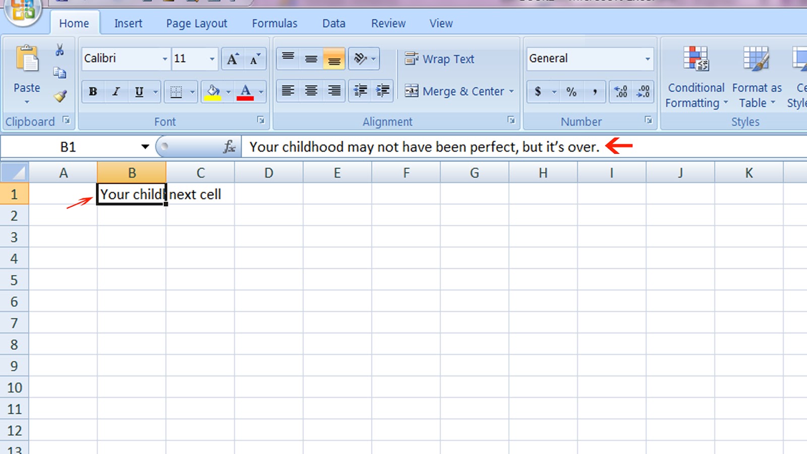excel fit text to cell