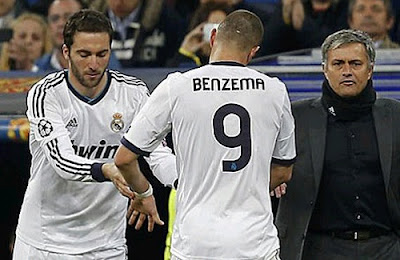 Higuain replaces Benzema in front of Mourinho