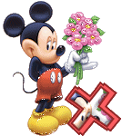 Alfabeto tintineante de Mickey con ramo de flores X.