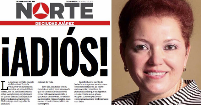 Cierra periódico Norte de Ciudad Juárez tras asesinato de Miroslava Breach