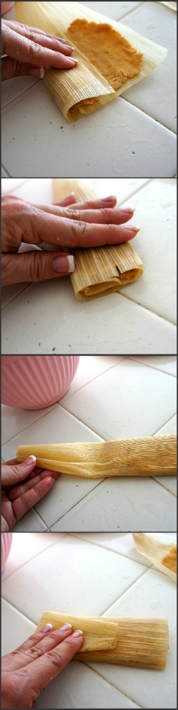 A demonstration on how to roll a tamale