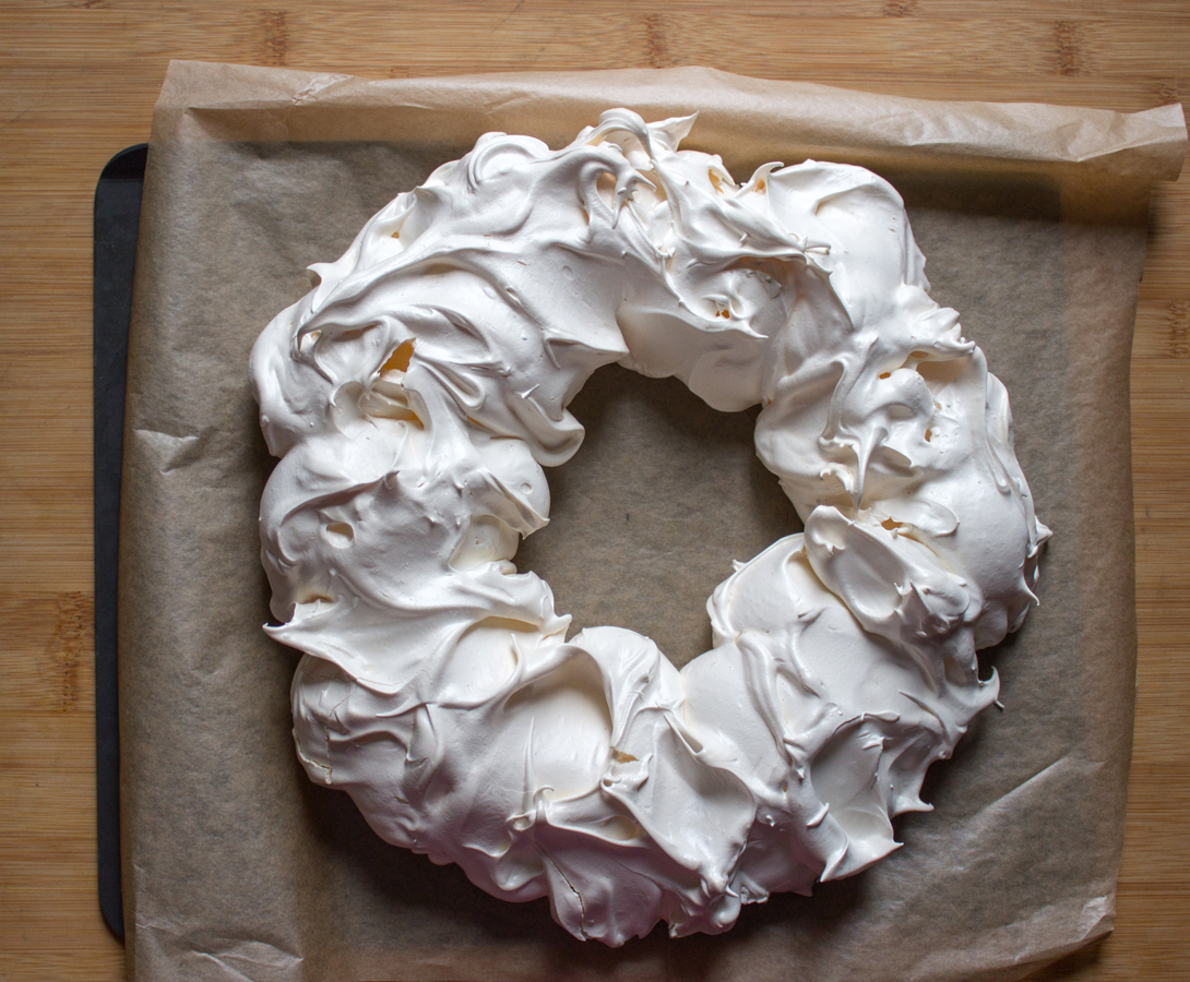 Meringue Wreath with Berries and Chocolate Dessert A Glug of Oil
