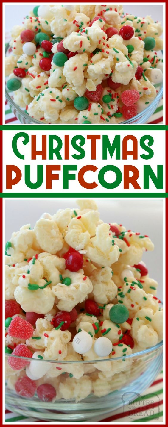 White chocolate popcorn ketokitchen: Christmâs Cândy Puffcorn