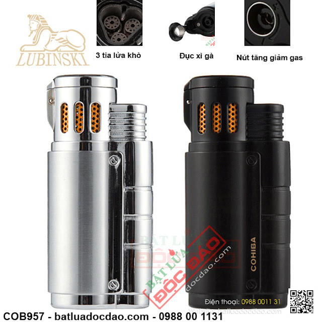 Bật lửa hút xì gà (cigar) Cohiba 3 tia lửa khò cực mạnh Bat-lua-cohiba-xi-ga-3-tia-cob957