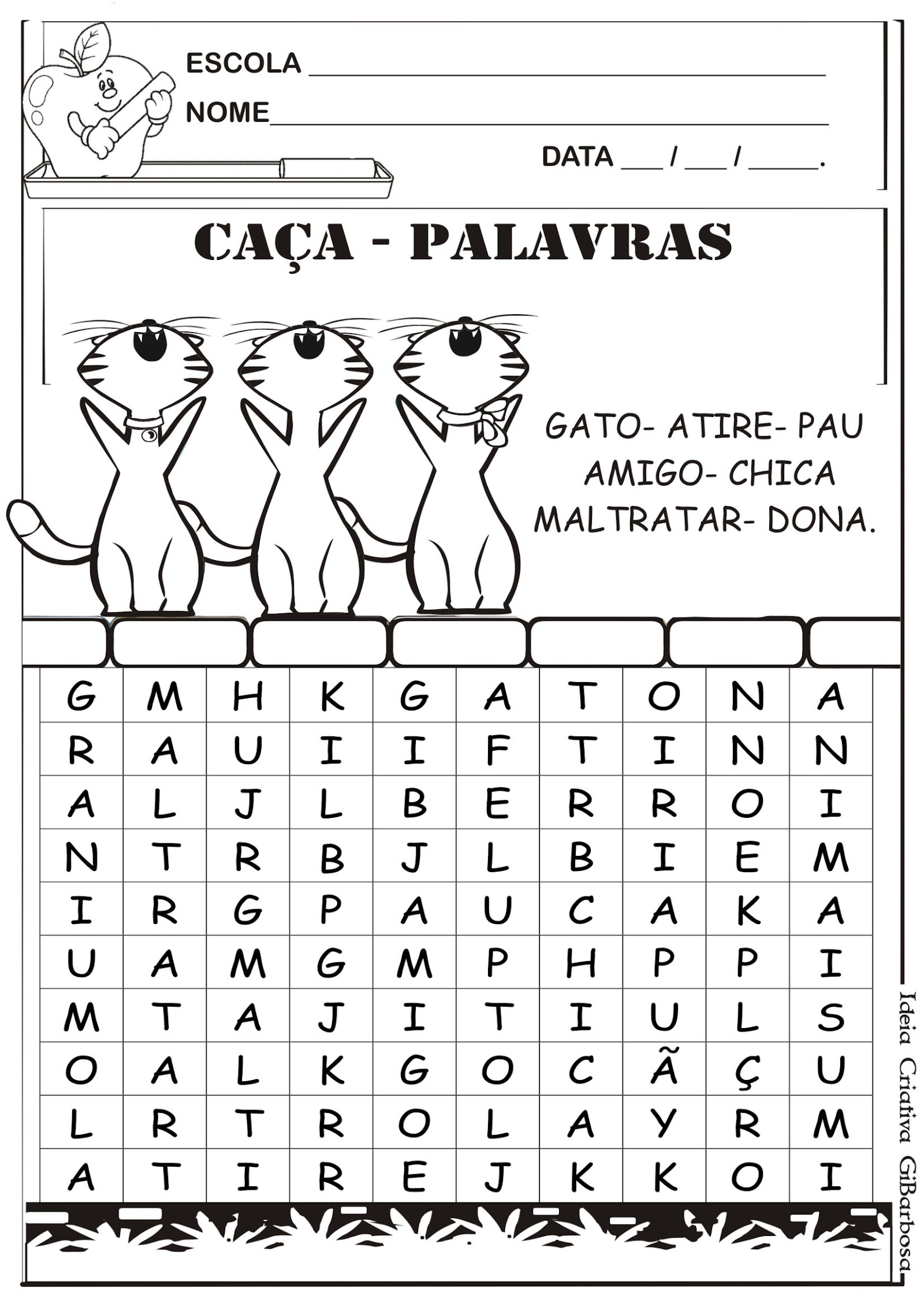 CAÇA-PALAVRAS: Corpo humano (1º ano EF) 