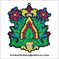 Free brick stitch seed bead earring pendant pattern color chart.