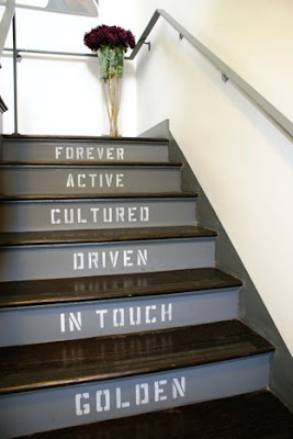 Painted stair runner with words