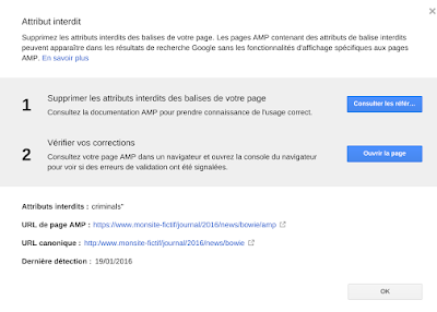 Aperçu des rapports d'erreurs AMP dans la Search Console