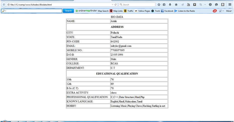 How to create Biodata in html - Open Learning Program
