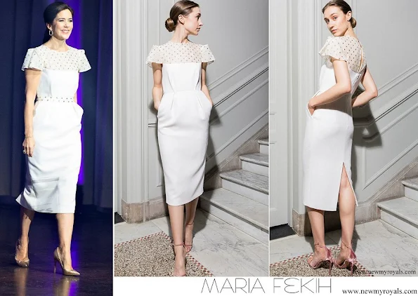 Crown Princess Mary wore Maria Fekih Esther cocktail midi wedding dress