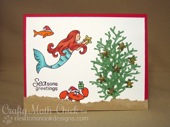 SEA-son's Greetings Mermaid Christmas Card by Crafty Math Chick | Stamp sets by Newton's Nook Designs
