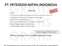Lowongan  Kerja PT Peterson Mitra  Indonesia 