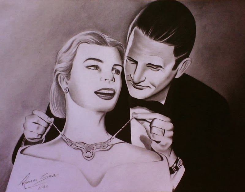 Homem, mulher e luxo (desenho em preto e branco)
