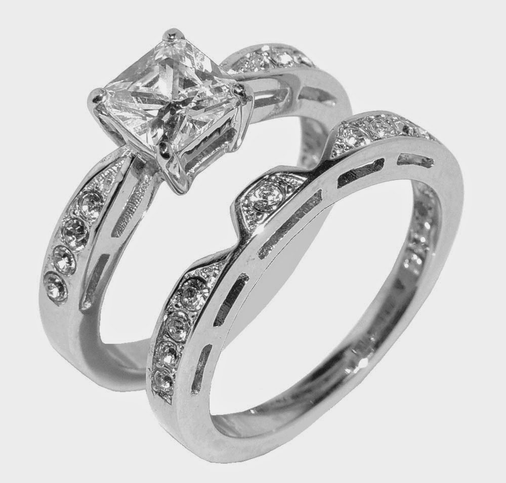 Unique Womens Wedding Ring Sets Rectangle Diamond Model