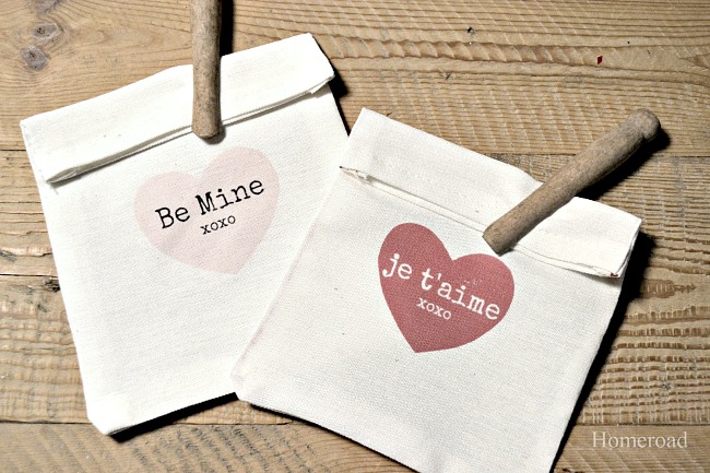 Valentine Heart Bags with clothespins