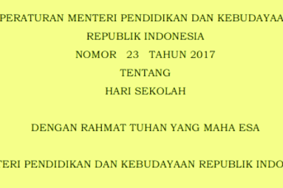 Permendikbud Nomor 23 Tahun 2017 tentang Hari Sekolah