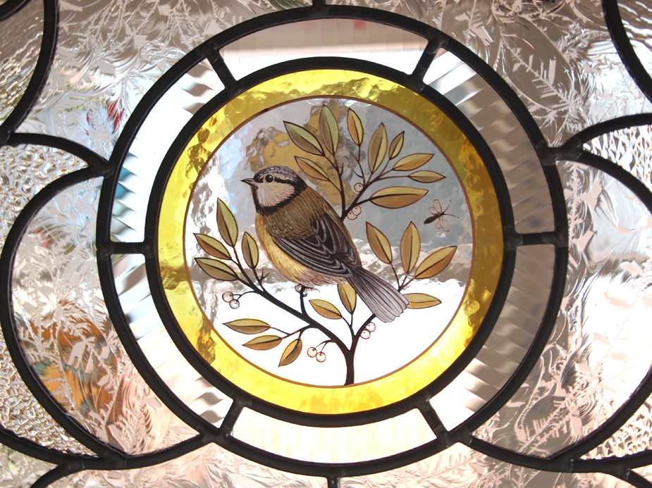 Through The Round Window Clear Textured Stained Glass Fan Light