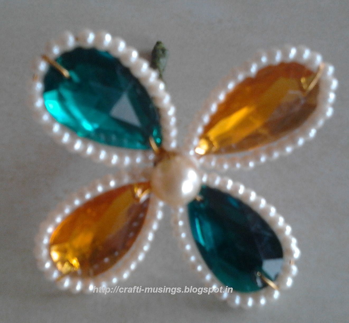 Crafti musings.. flowers with Kundan stones/Rhinestones Part 2