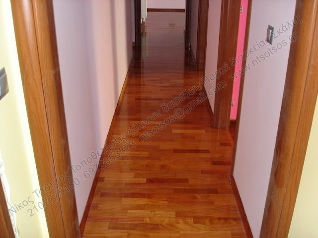 Λουστράρισμα σε κολλητό ξύλινο πάτωμα ντουσιέ και ιρόκο