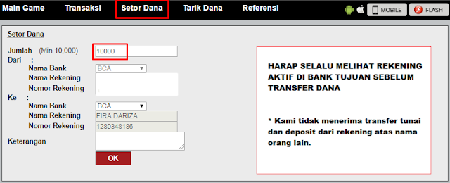 Form setor dana Setor Dana JurusQQ
