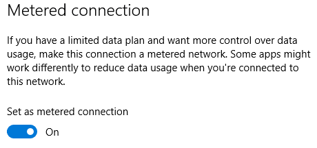 Metered Connection Windows 10