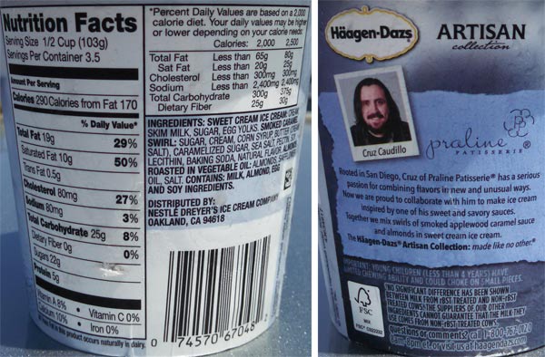 Haagen dazs single serve cups nutrition