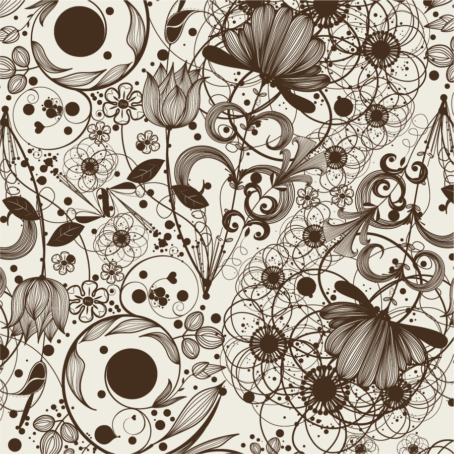 精緻な植物の線画の背景 simple and elegant pattern background イラスト素材4