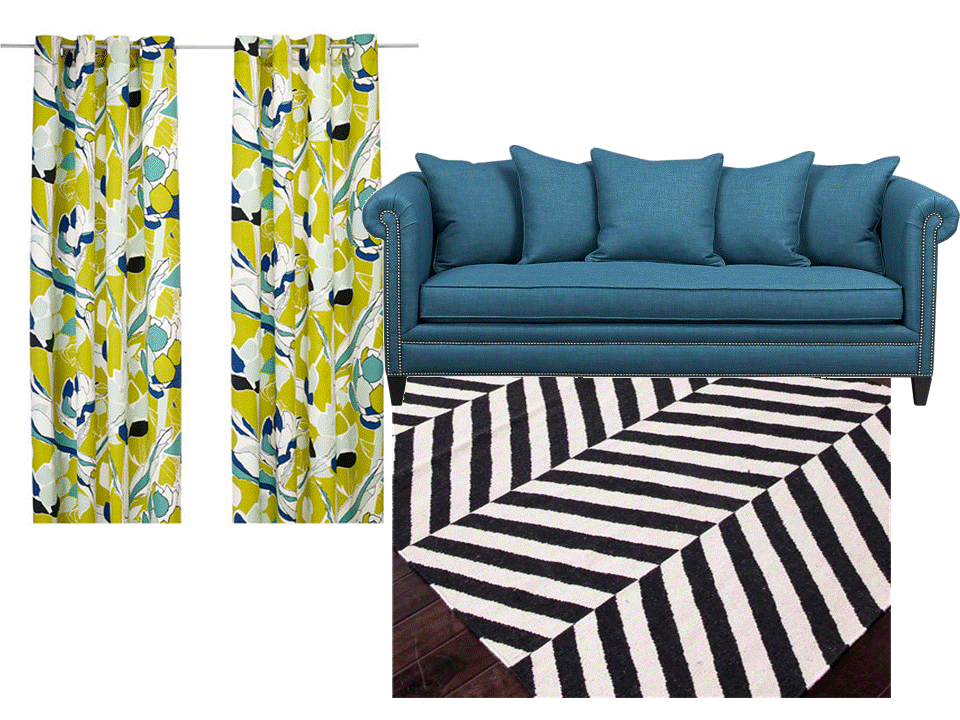 Lisa Moves Rugs to go with Ikea curtains