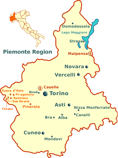 Piemonte Mapa de la Ciudad | Mapa de Italia Ciudades